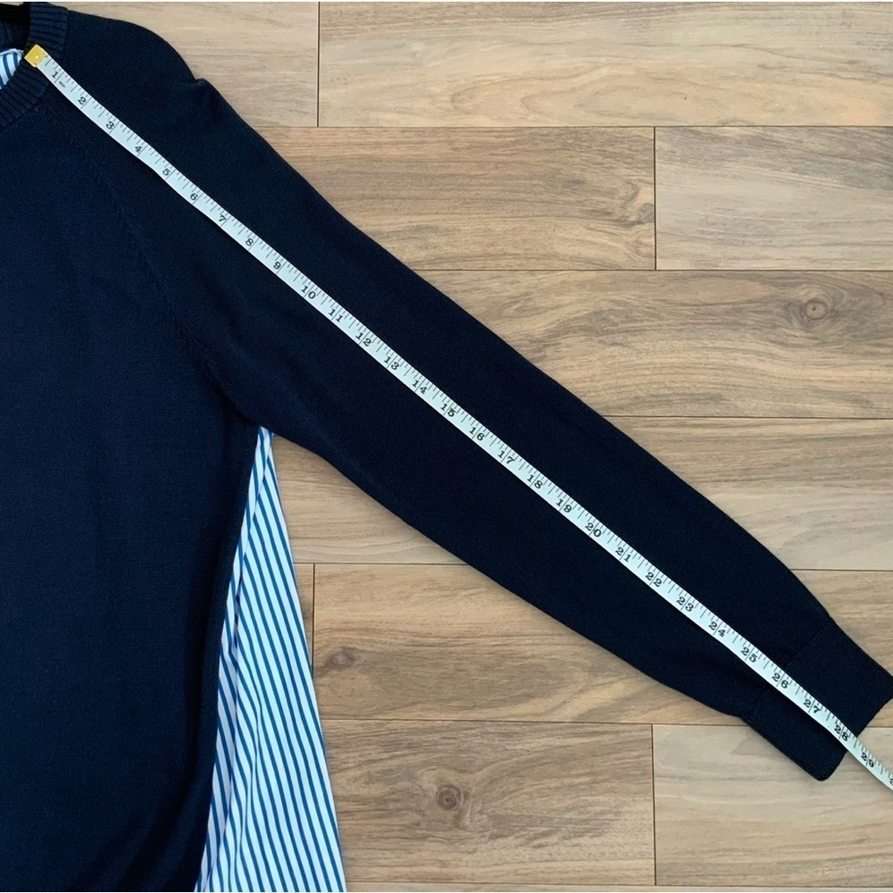 Nordstrom Round Neck Sweater with  Stripe Woven Underlayer - Picture 6 of 8